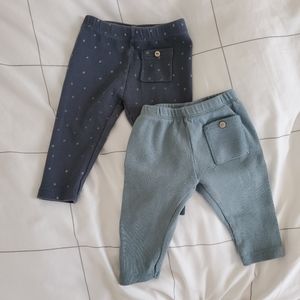 Zara Blue and Blue Polka Dot Pants w/detail pocket